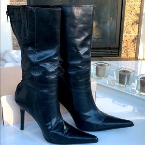 Black leather boots